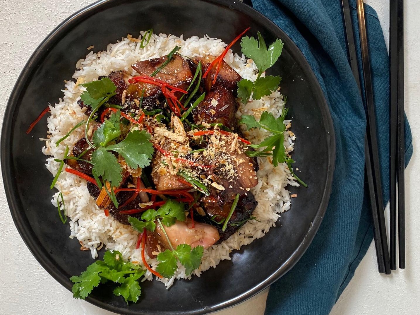 Pick Hock Rice Sticky Pork Hock with Chilli Vinegar and Asian Greens - Katering at ...